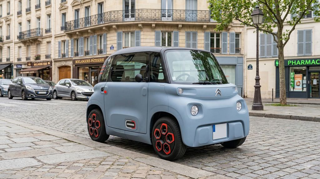 Voiture sans permis Citroën AMI en ville